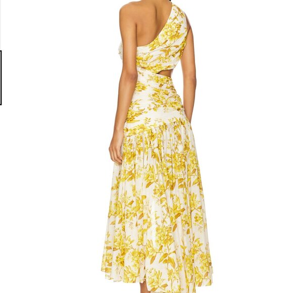 LIKE NEW Zimmermann Golden Asymmetric Floral Dress - Sz. 6/8 (Zimmermann sz. 2) - Picture 3 of 8